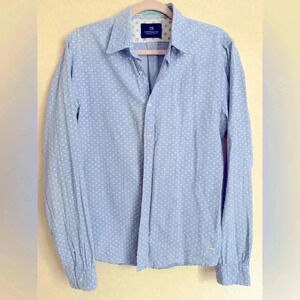 Scotch & Soda Shirt Long Sleeves 100% Cotton Blue White Print Sz M